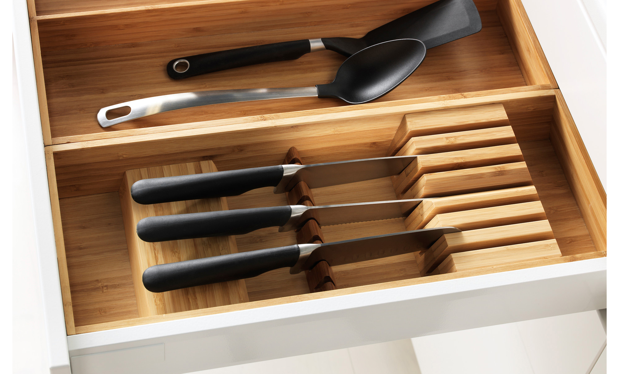 Kitchen Knife Block Drawer Knife Holder, Kitchen Drawer Organizer For 12  Knives Plus Knife Sharpener Slot, Drawer Knife Block, Universal Knife  Block Knifes Holder