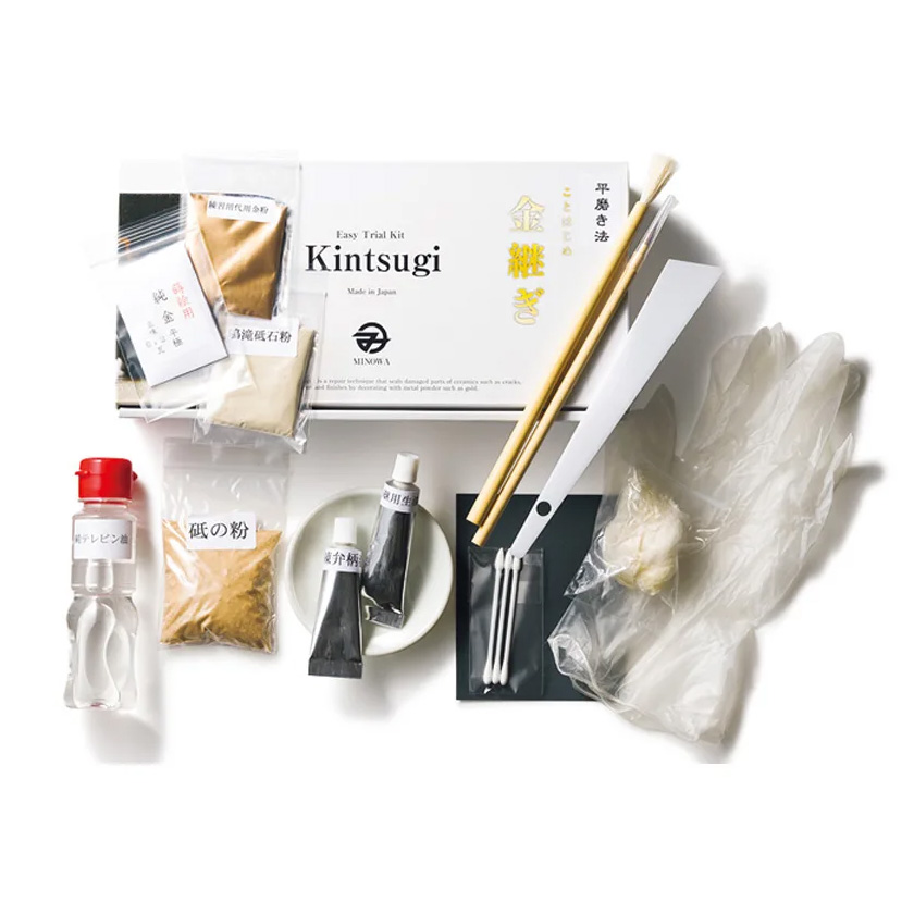 Minowa Premium Japanese DIY Kintsugi Kit - Ceramic Gold Repair (Inc. Real Gold) - Anti-Allergic